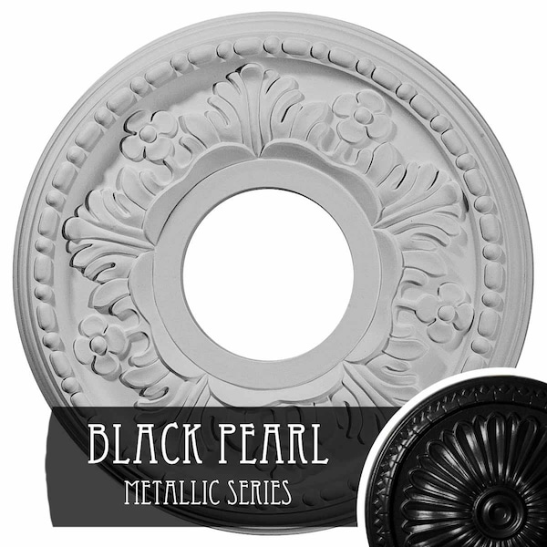 Ekena Millwork Helene Ceiling Medallion (Fits Canopies up to 5 1/4"), 11 7/8"OD x 3 5/8"ID x 7/8"P, Black Pearl CM11HEBPS - main